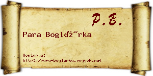 Para Boglárka névjegykártya